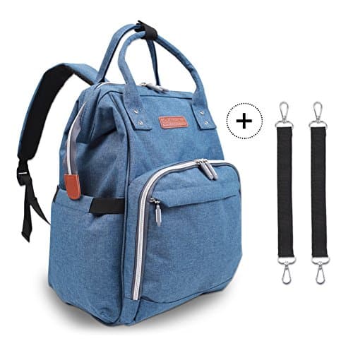 Diaper Bag Backpack - Polaris Multi-Function Maternity Nappy Bags For Baby Care | Travel Backpack With Large Capacity, Stroller Straps, Waterproof Cover - Durable and Stylish, Bule