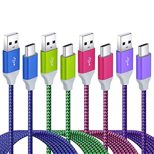 USB Type C Cable Fast Charge, Excgood 4-Pack 10Ft/3M USB-C Cable Fast Charger Compatible with Galaxy S8, S8+, S9, S10/10e, Nexus 6P/5X, LG G6 (Blue Green Purple Hot Pink)