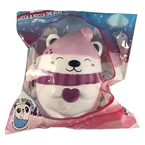 Pocca and Mocca SCENTED Polar Bear with Bonus Random Squishy from Jenna Lyn! (Pocca (White &amp; Purple-Berry Scent))