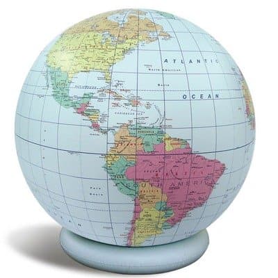 36" Blue Political Globe
