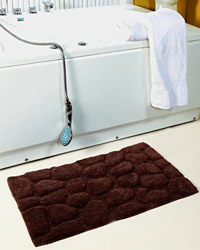 Homefurry Coffee Brown Glossy Pebbles Bath Mat