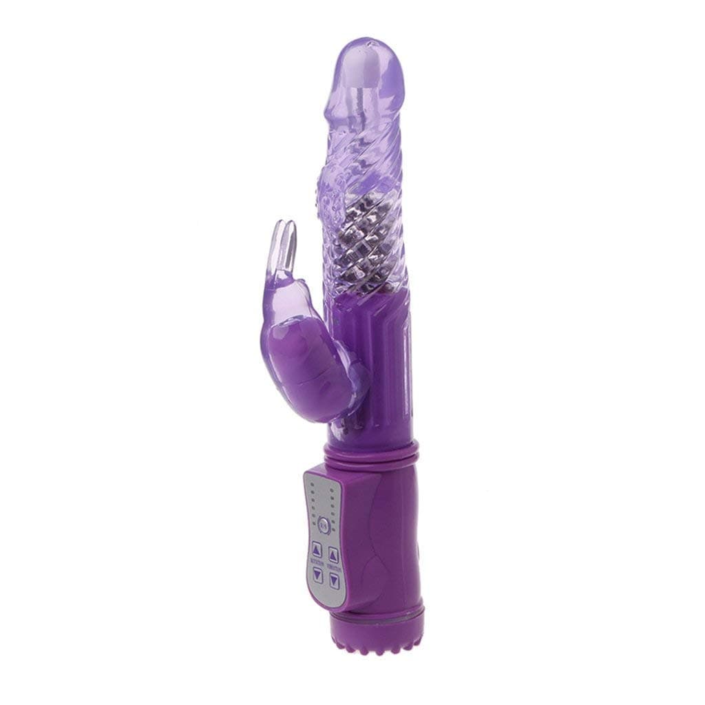 Big Size Thrusting Powerful Fluttering Rabbit Body Msaager - 12 Speeds Rotating Versatility Wand for Women (Purple)