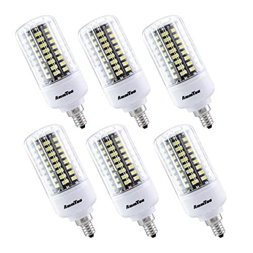AmmToo 9W LED Corn light bulb E12 Screw Base 720LM White 4000-4500K AC85-265V 100Leds 5736SMD Pack of 6