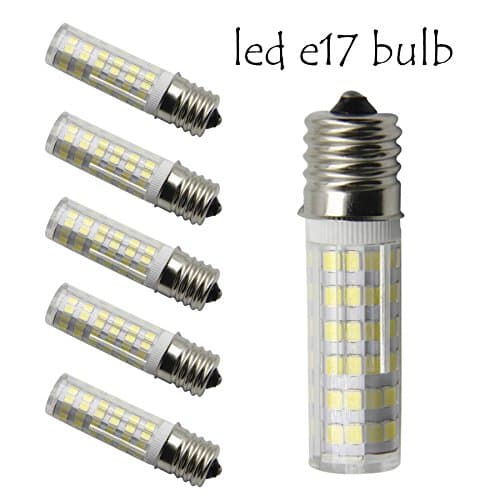 Dimmable E17 LED Bulb,Daylight,40 Watt Intermediate Screw (E17) Base Bulb,AC 110V-130V, Replaces T4/T7/T8/S11 Bulb for Ceiling fan,Lava Lamps and Microwave Oven (Pack of 5)