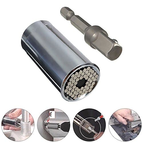 Universal Socket - Grip Wrench Bushing Set,Self-adjusting 7mm(1/4") - 19mm(3/4") Ratchet Gator Socket with Power Drill Adapter or DIY, Professional Magic Hand Tools/Gifts for Bicycle/Car and Applianc