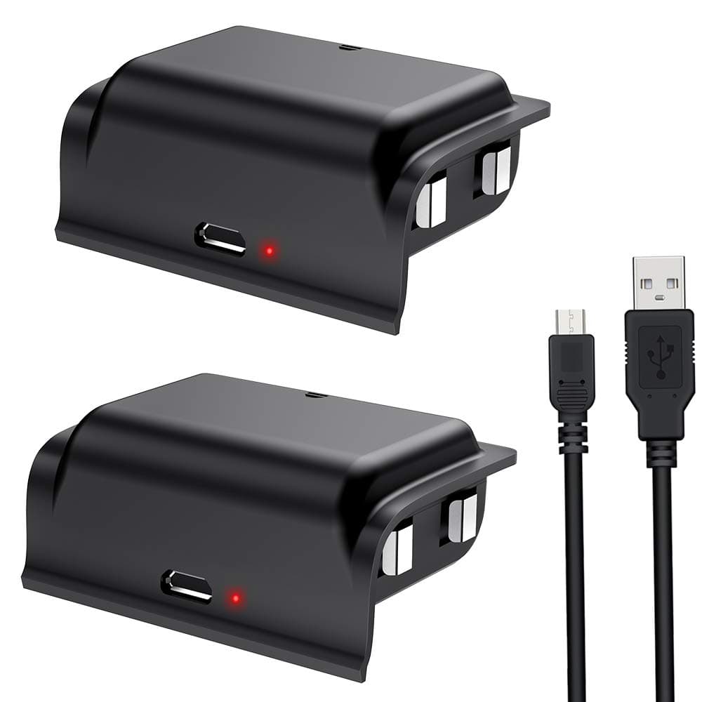 Xbox One Controller Rechargeable Battery Pack, BEBONCOOL 2 × 1200mAh Xbox Battery with Micro USB Charging Cable, Charge and Play Kit for Xbox One/One S/One X/One Elite Controllers