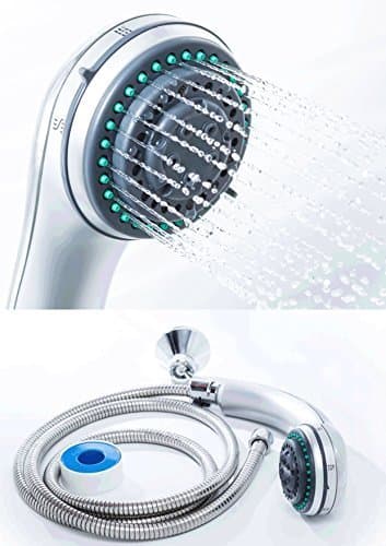 Samplus Handheld Massage Showerhead Set with Extra Long Stainless Steel Extensible Hose and Adjustable Wall Bracket &amp; Teflon Tape for Free!!