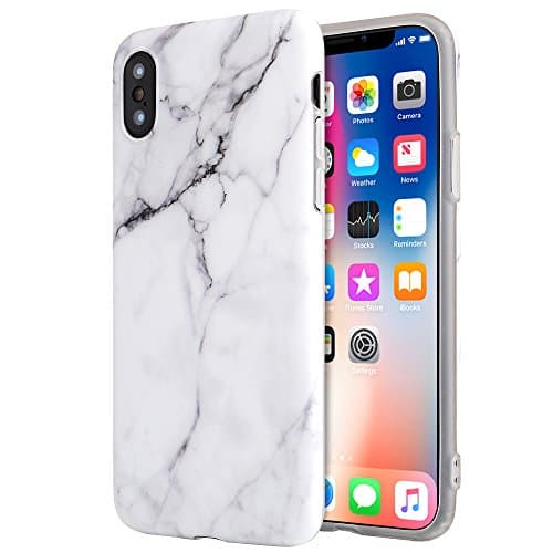 iPhone X Case, LOEV Slim Fit White Marble Design iPhone 10 Case, Matte Soft TPU Gel Silicone Cover with Clear Bumper Anti-Scratch Phone Case for Apple iPhone X (2017) 5.8 inch - White Marble Pattern
