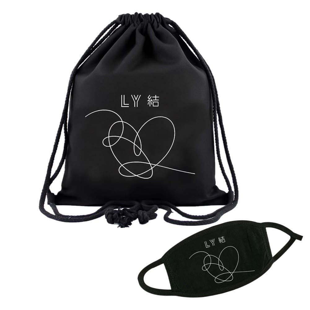 BTS Love Yourself Answer Canvas Drawstring Bags Backpack Schoolbag and BTS Mask