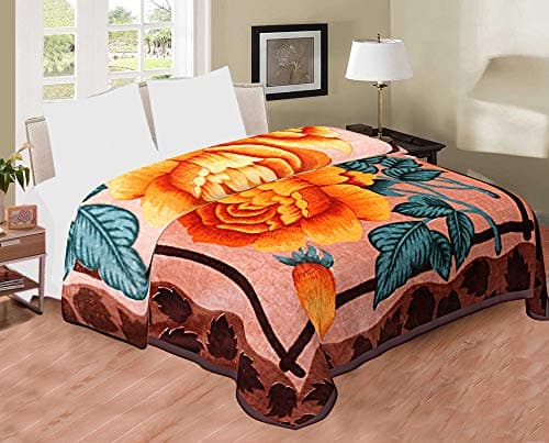 Spangle Designer Floral Printed Mink Double Blanket (Multicolour)