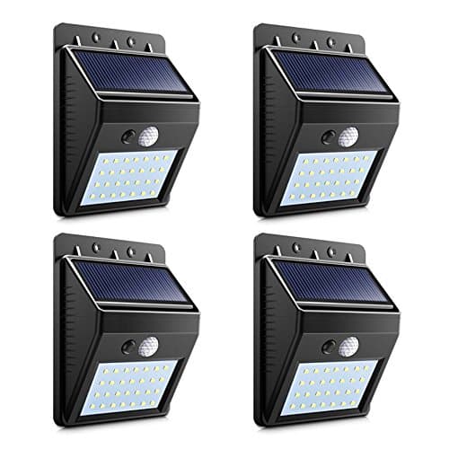 Outdoor Solar Lighting 28 LED Waterproof Separable Solar Panel PIR Motion Sensor Wall Lights for Fence Pathway Garden Pathway Driveway (4 Pack)