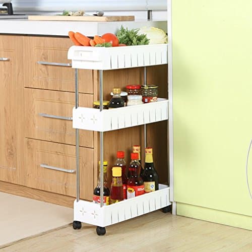Stackable Kitchen Cabinet and Counter Shelf Organizer,White