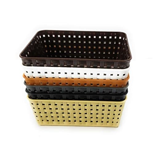 CSM Baskets Multipurpose Storage Basket Combo of 6 Medium Size (Dimensions = 18 cm X 12.5 cm X 5.5 cm)- Assorted Colors