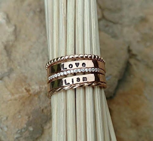 Stackable Name Ring Set in Rose Gold or Sterling Silver