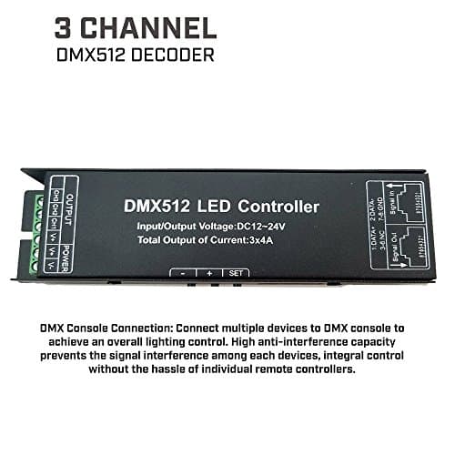 FarmerLED 3 Channel DMX512 LED Decoder for Lighting System &amp; Light Strip Control, LED Light Converter