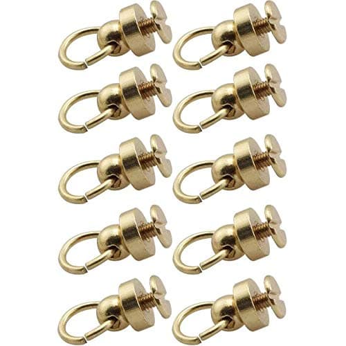 Youliang 10 Sets Pure Brass Pull Ring Pacifier Shaped Rivets with Screw in Suit Rivets Fasteners for Cell Phone Shell Accessories Pale Gold
