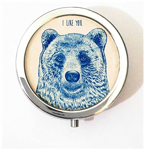 Luiy - Bear - 3 Compartments Decorative Pill Box Case for Pocket or Purse, Custom Vitamins Organizer Pillbox &amp; Tooth Fairy Box, Metal