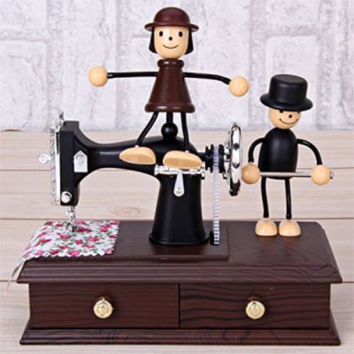 Lovely Doll Push Sewing Machine Clockwork Music Box