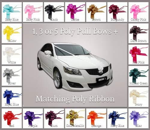 Wedding car kit NAVY BLUE 1x Large 50mm Poly Pull Bows & 6 Metres 2" Poly Ribbon
