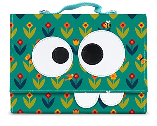 Les Skewies - Scribble, the mobile drawing studio with shoulder strap, pouch, activity book and pencil - Pattern Flowers