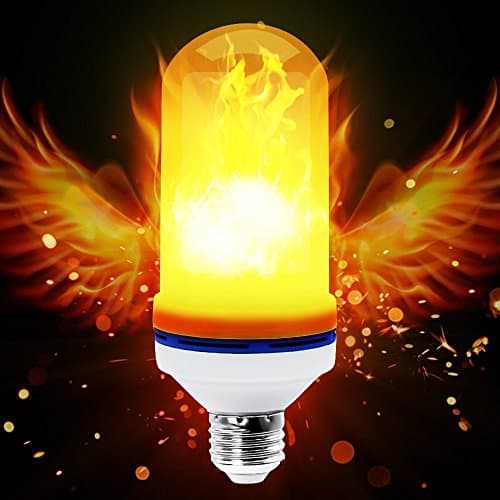 UNOTECH LED Flame Effect Light Bulb, 4 Modes LED Flickering Flame Light Bulbs, 105 pcs 2835 LED Beads Simulated Decorative Light Atmosphere Flaming Light Bulb for Festival Decoration