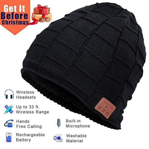 Bluetooth Beanie, Wireless Bluetooth Hat with Bluetooth Headphones Supports Hands-free HD Music & Calling, Dual Layer, Unisex, Charged via USB, Fully Washable, Christmas Gifts.