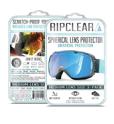 Ripclear Spherical Goggle Lens Protector Kit - Medium Frame, Scratch-Resistant, Crystal Clear - 3-Pack