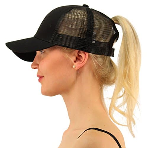 Trend Ponytail Baseball Cap Messy High Bun Ponytail Adjustable Mesh Trucker Baseball Cap for Women Girl Men