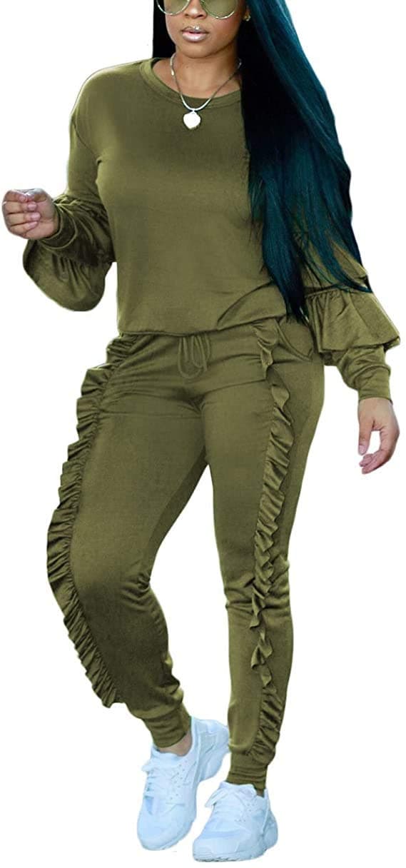 Plus Sweatsuits for Women 2PC Striped Long Sleeve Pullover Sweatshirt Long Sweatpants Tracksuits Sweatsuits Set