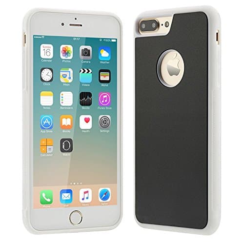 Geldy Anti Gravity Cell Phone Case for iPhone 7 Plus Magical Selfie Nano Suction Sticks to Glass Whiteboards Kitchen Cabinets Tile Metal (White)