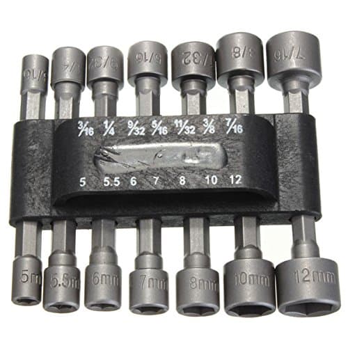 14pcs 1/4 Inch Hex Shank Power Nut Driver Drill Bit Set SAE Metric Socket Wrench Screw