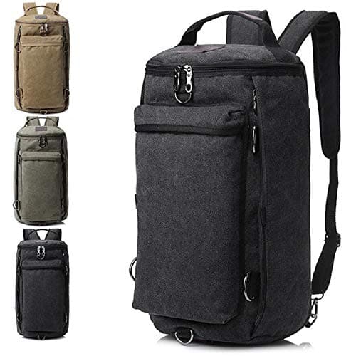 Luisport 30L Multiple Use Canvas Backpack Travel Backpack Hiking Backpack Duffel Bags for Women and Me (Black)
