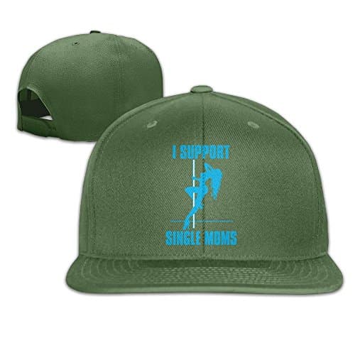 WilliamKL I Support Single Moms Flat Bill Snapback Adjustable Sun Caps ForestGreen
