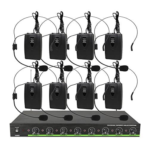 Aockbuy Sm1081 Rack Mount 24 Channel Wireless Microphone System with 8 Headsets