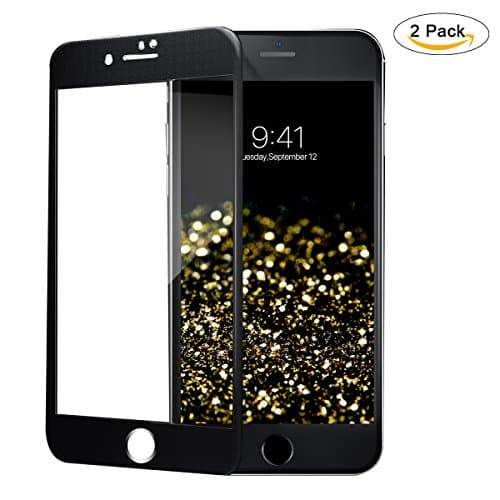 Titanium Alloy Frame iPhone 8 Plus / 7 Plus Universal Screen Protector Tempered Glass,9H Hardness Matte Texture,3D Touch Metallic Luster,All-inclusive Body,Design for Apple iPhone 7/8 Plus [Black]