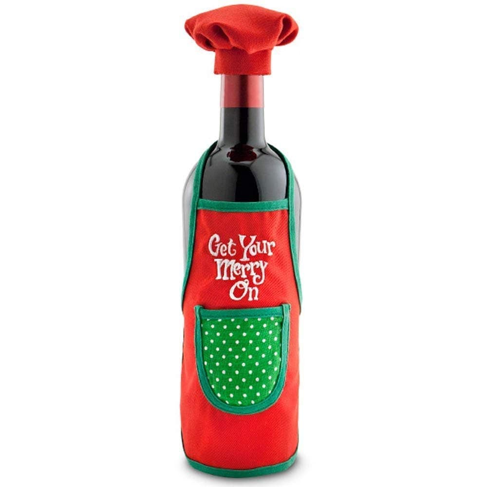 Get Your Merry On Bottle Apron Chef Set