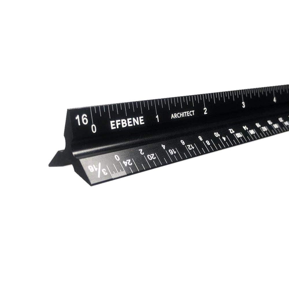 EFBENE Architect Scale Solid Aluminum Laser Etched, 12 inch (1 Pack)