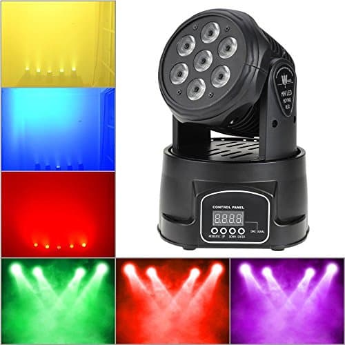 [2018 Upgraded] Stage light with Remote, Moving Head Light 7x10W 4 Color RGBW LED with 5 Control Mode for DJ KTV Disco Party Ballroom by Kshioe (Pack 1)