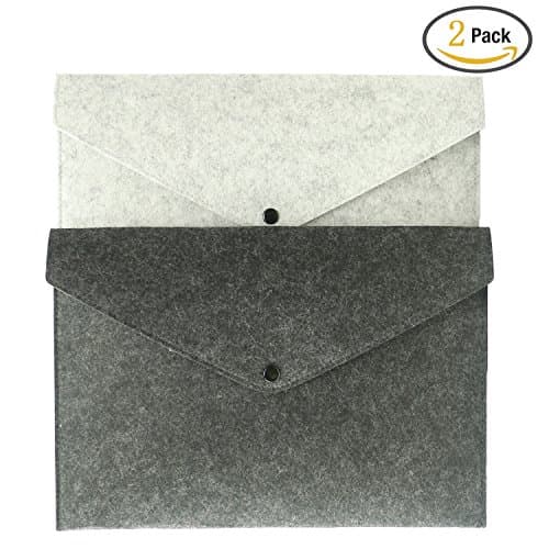 2 Pack A4 Filing Envelopes File Document Folder Felt Holder Handbag Button Closure By Kercan (No Handle)