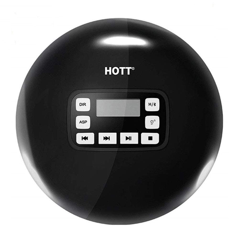 Portable CD Player Bluetooth, Personal Compact Disc Player with Headphones/LCD Display/USB Power Adapter/Aux Cable for Car, Electronic Skip Protection, Anti-Shock Function CD Music Player(Black)