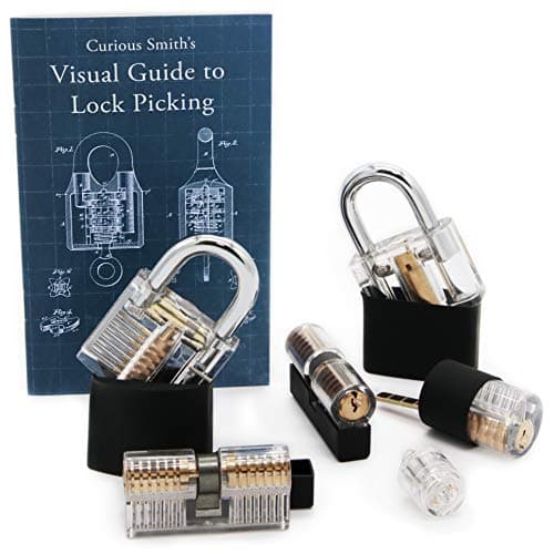 Practice Lock Set, 6 Transparent Locks for Lock Picking Practice, Visual Guide Included