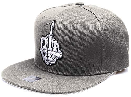 RufnTop Unique Embroidered, Patch Adjustable Flat Bill Baseball Punk Hat Snapback Cap(One Size)