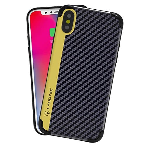 iPhone X Case, Laudtec Carbon Fiber iPhone Case, Scratch Resistant & Corner Protection 0.5mm Ultra-Thin and Lightweight Cellphone Case Shockproof Cover for Apple iPhone X 2017 (Gold)