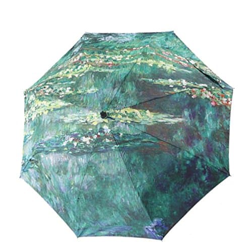 Fishon Too-Monet painting lotus pattern Custom Auto Foldable Sun Rain Anti-UV Umbrella Fashion Design