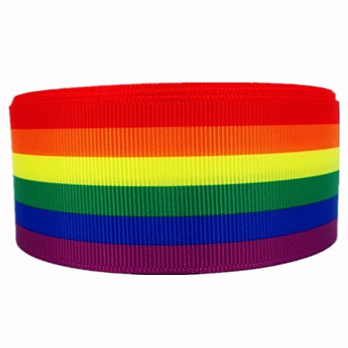 25Yards Rainbow Stripes Printed 1.5" White Solid Grosgrain Ribbon Hairbow Craft Supplies
