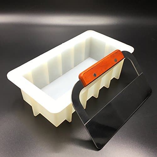 Loaf Soap Silicone Mold With Flat Soap Cutter ~ 8" Rectangular White Mold 40 to 44 oz and for DIY Soap Making ~ By Cafolo