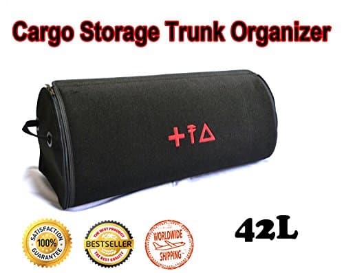 Car Cargo Storage Trunk Organizer 42L Auto Boot Folded Bag Premium Quality Durable First Aid Emergency Kit Box Cargo Tray Universal Vehicle Fit Dodge Caliber Avenger Nitro Suburban Ram Van Magnum