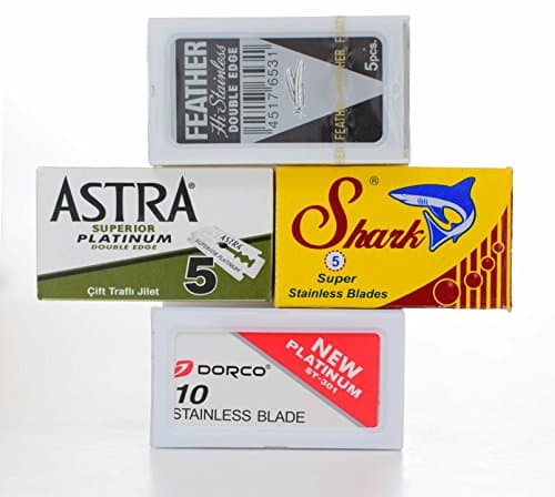 25 Double Edge Razor Blade Sampler - Feather, Shark, Astra and Dorco + Rating Sheet