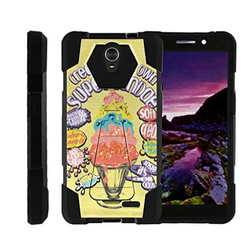 TurtleArmor | Compatible for ZTE Sonata 3 Case | Maven 2 Case | Chapel Case [Dynamic Shell] Hard Hybrid Cover Absorber Resistant Soft Silicone Dual Shell Kickstand - Ice Cream Sundae