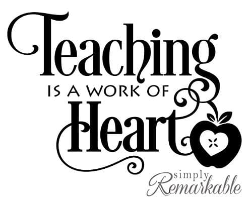 Vinyl Decal Sticker for Computer Wall Car Mac Macbook and More - Teaching is a Work of Heart - Inspirational Quote for Teachers, Gifts, Tutors, School